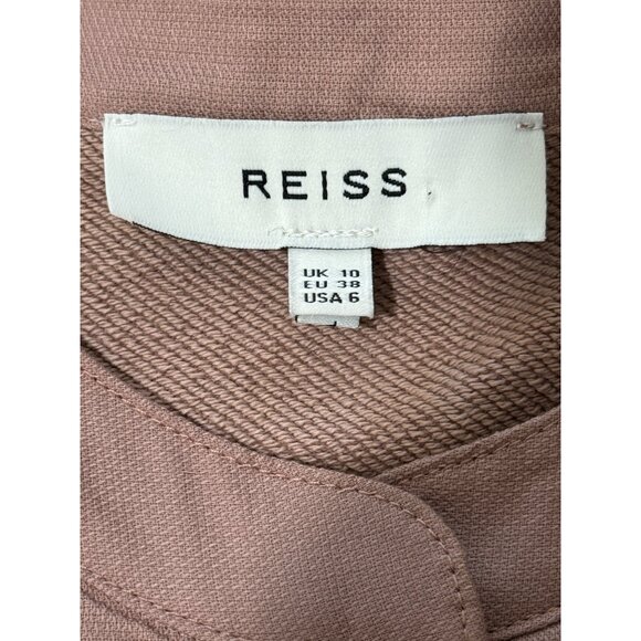 Reiss Emlyn Panel Detail Sweatshirt Dress Front Buttons Pockets Womens Size 6 - Picture 5 of 10
